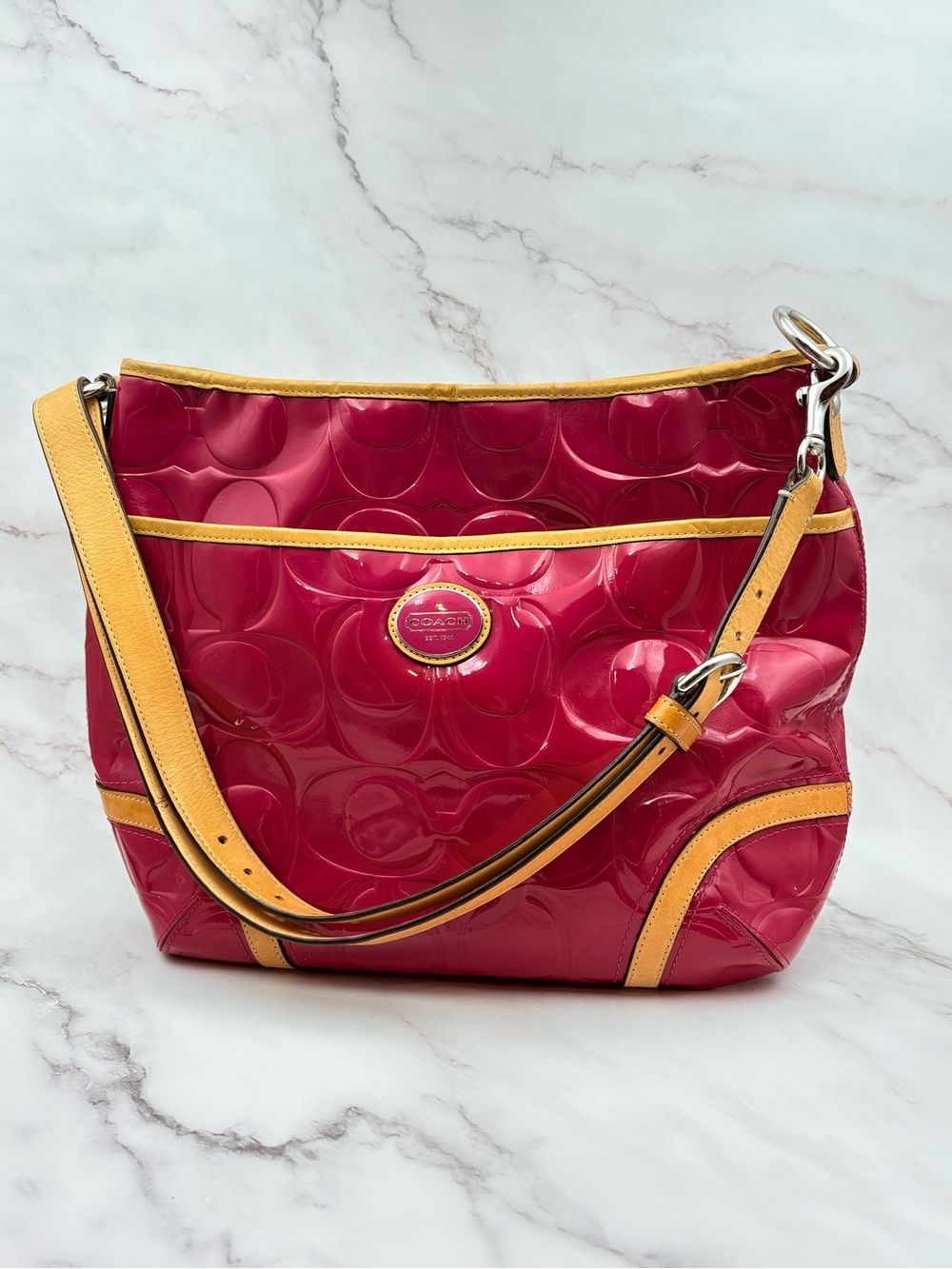 Coach Peyton Embossed Patent Logo Bag